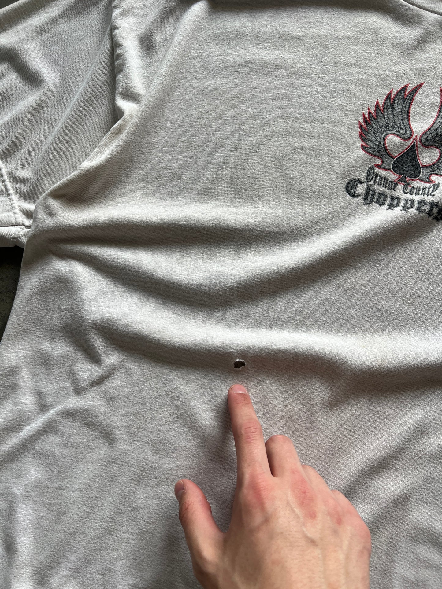 Vintage Distressed White Choppers Shirt - XL