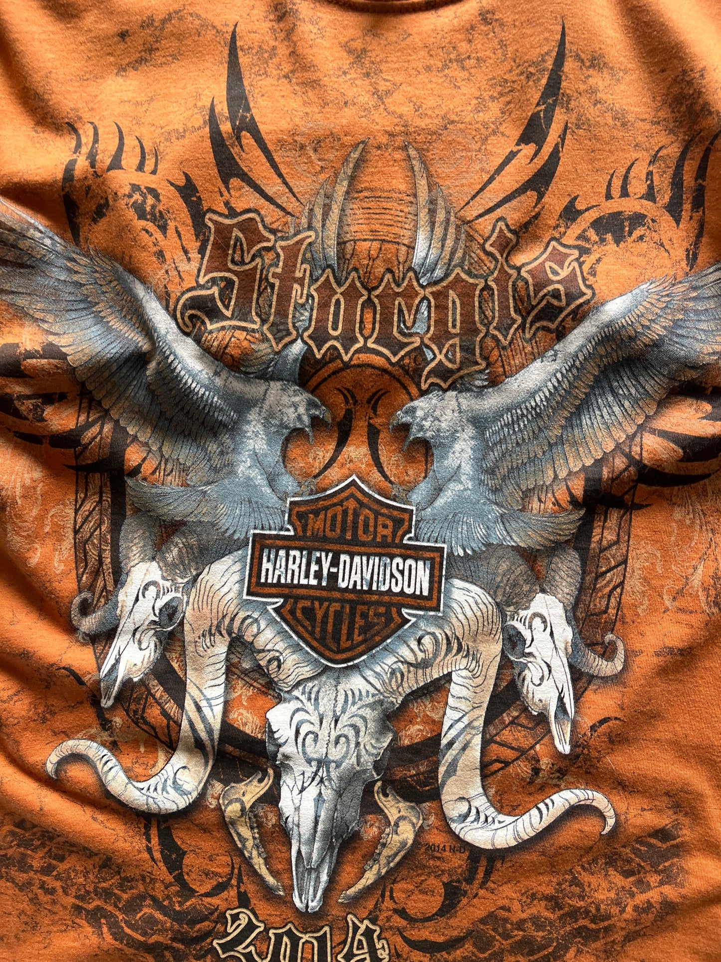 Vintage Orange Harley Davidson Shirt - M