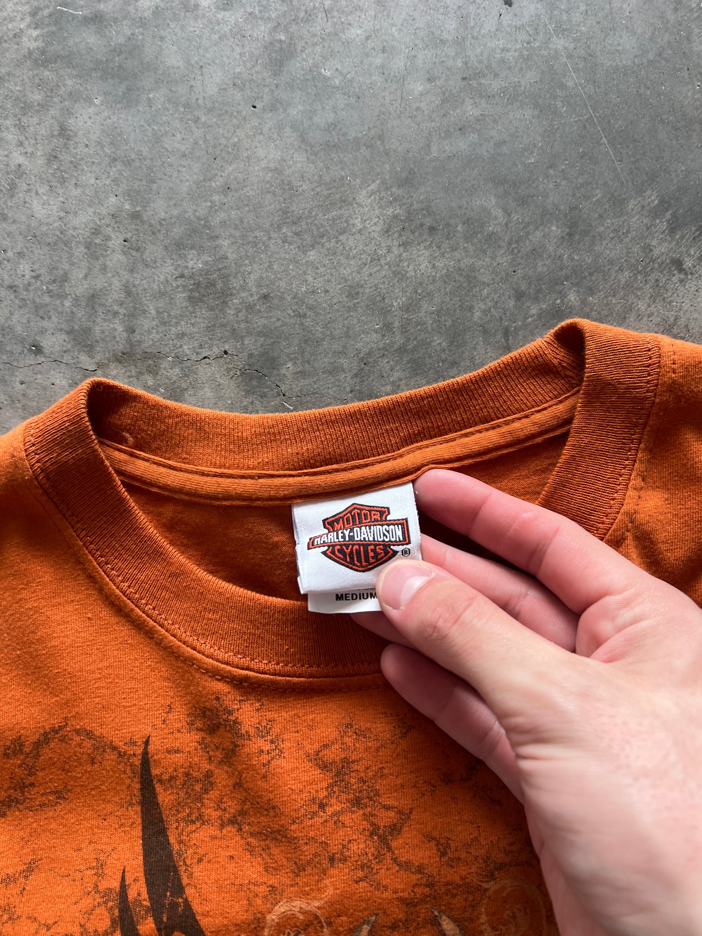 Vintage Orange Harley Davidson Shirt - M