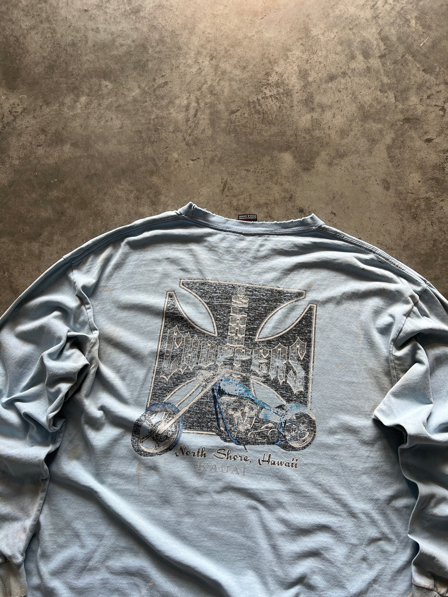 Vintage Blue Distressed Choppers Shirt - XL