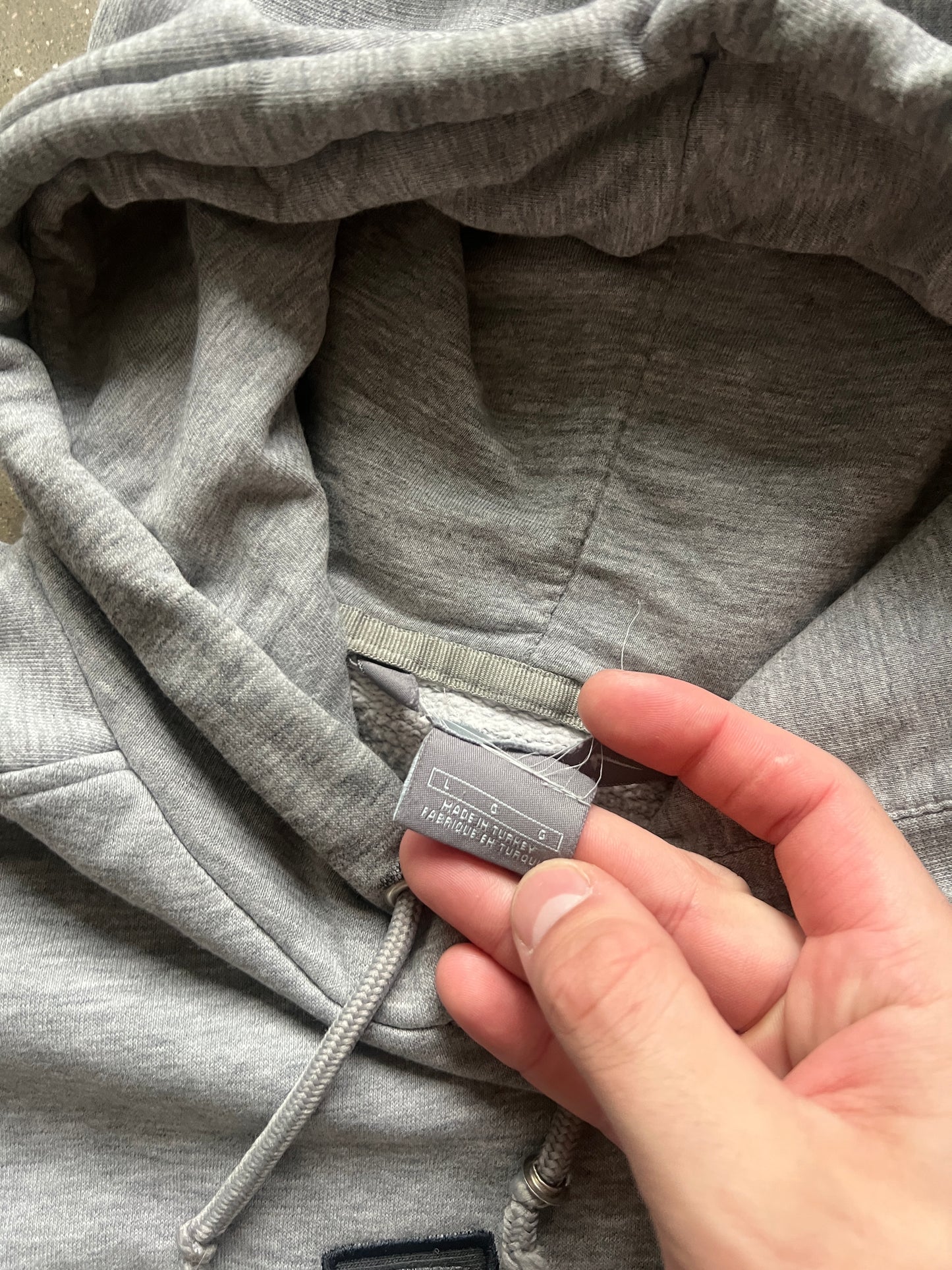 Vintage Grey Nike Spellout Hoodie - L