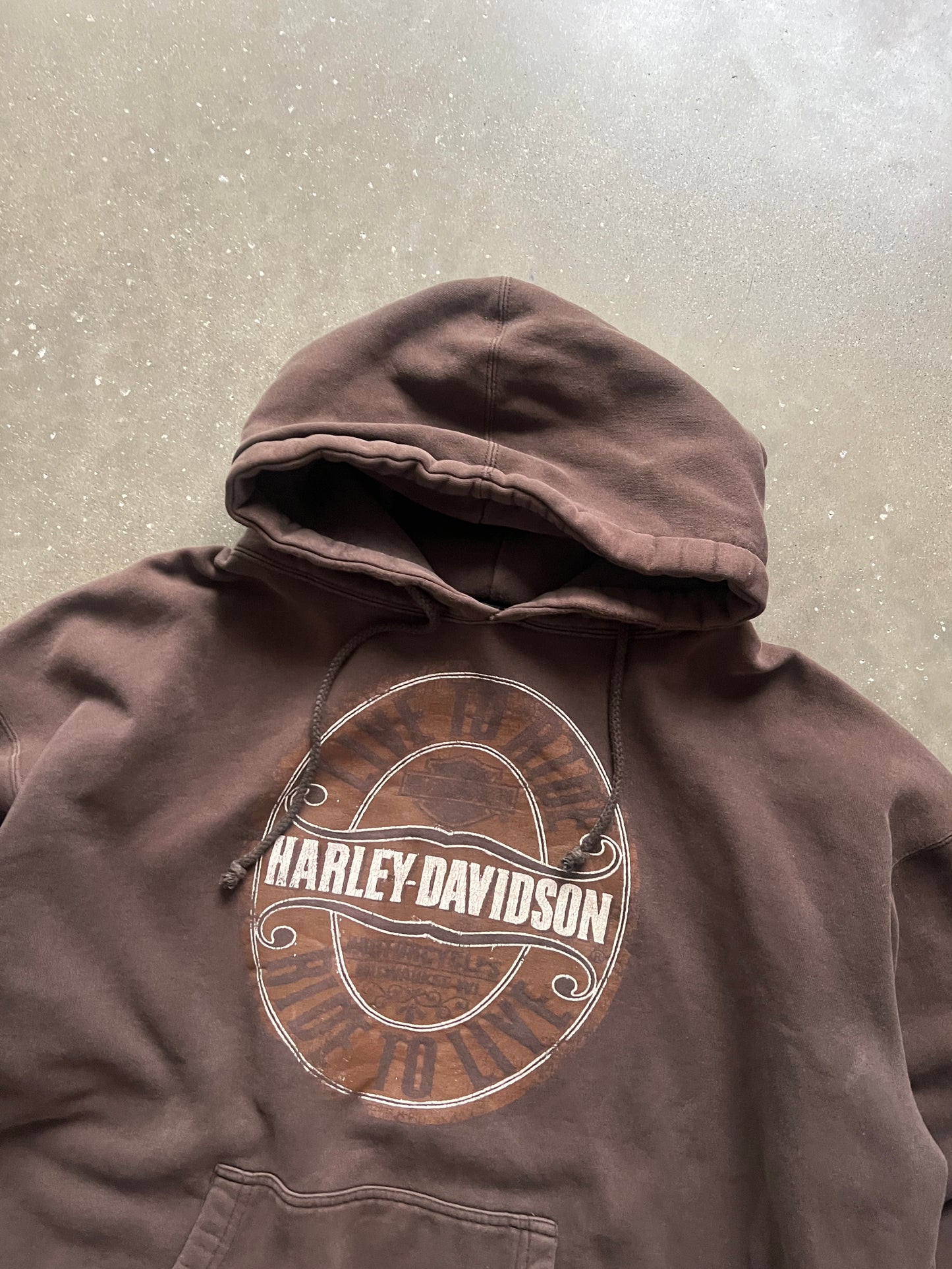 Vintage Brown Harley Davidson Hoodie - XL