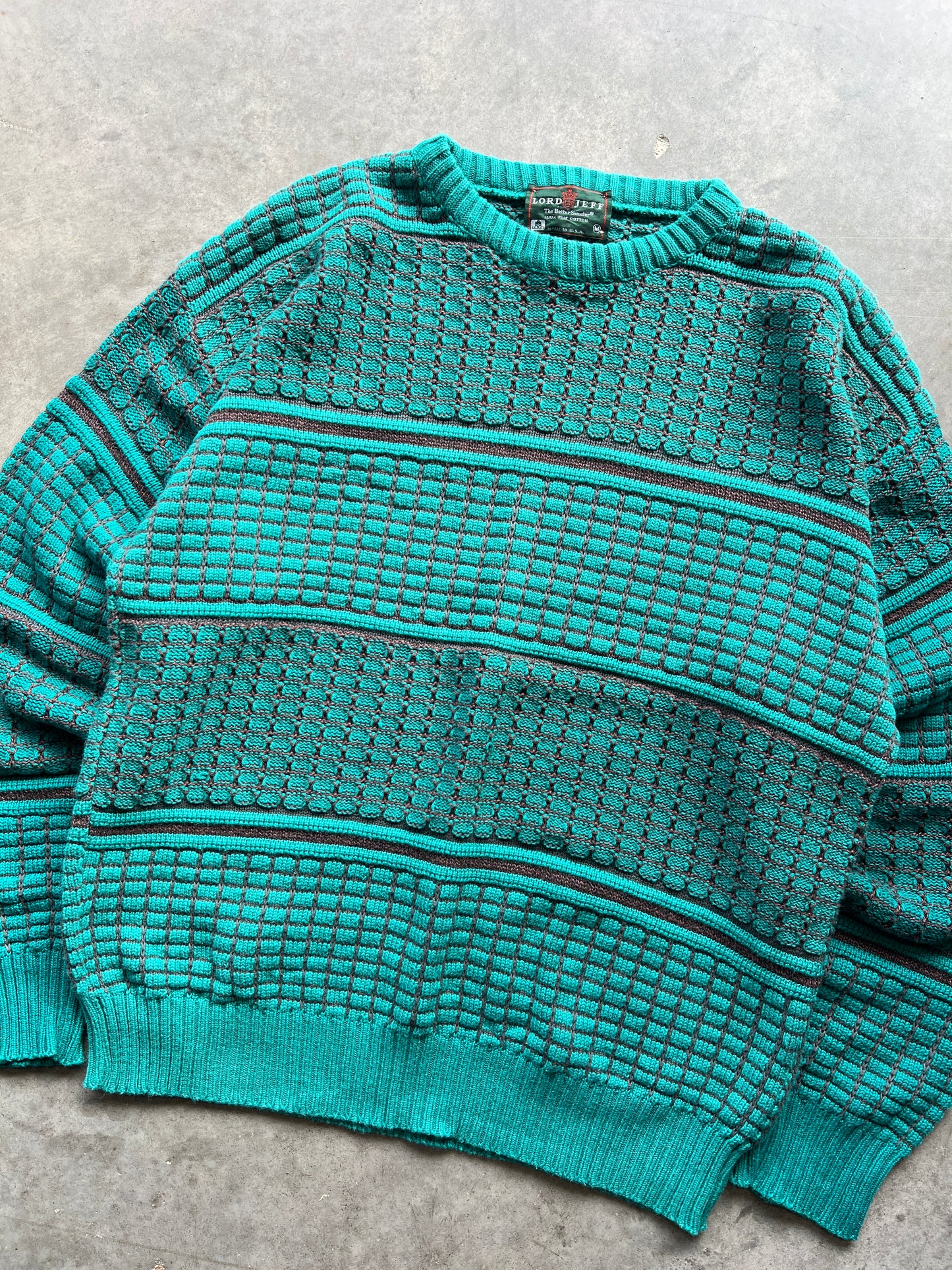 Vintage Aqua Blue Lord Jeff Sweater - L