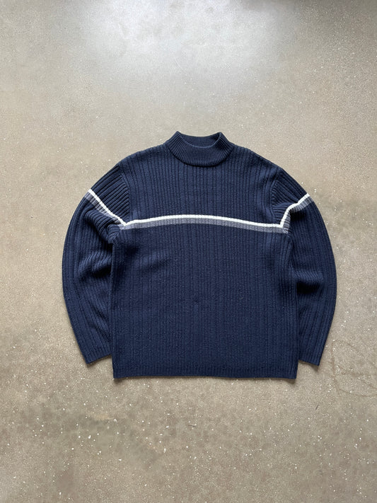 Vintage Navy Blue Stripped Sweater - XL