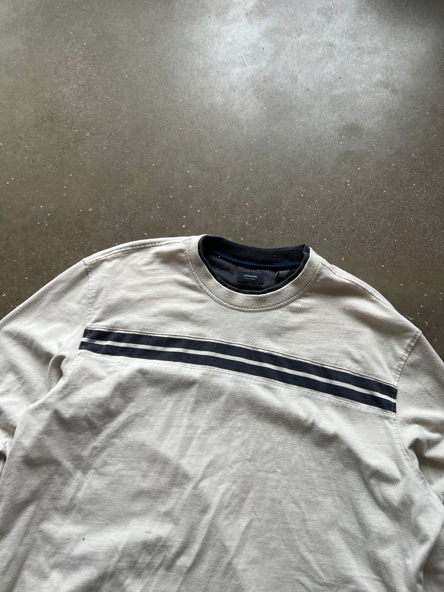 Vintage Cream Stripped Longsleeve Shirt - XXL