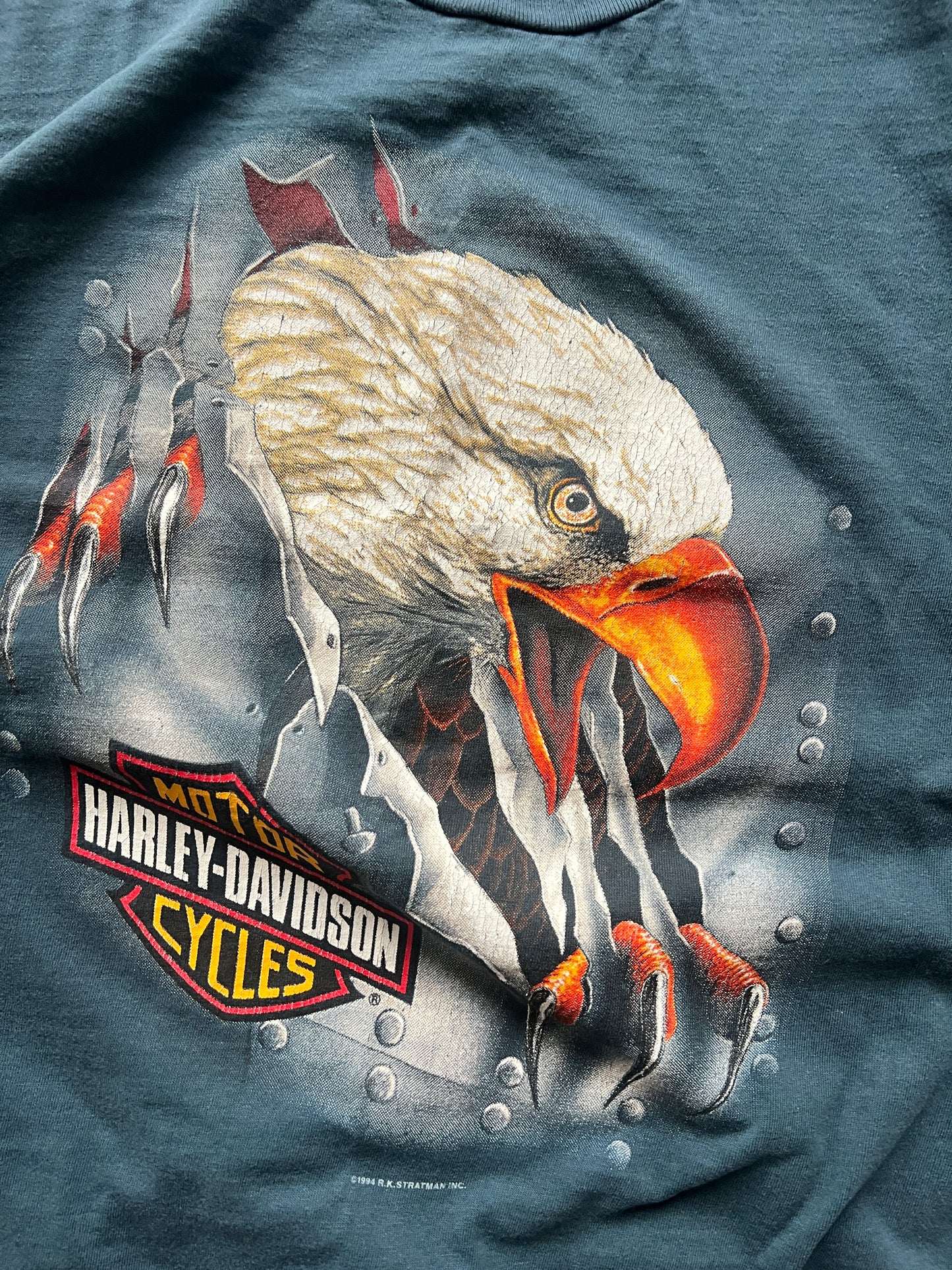 Vintage Blue Harley Davidson Shirt - XL