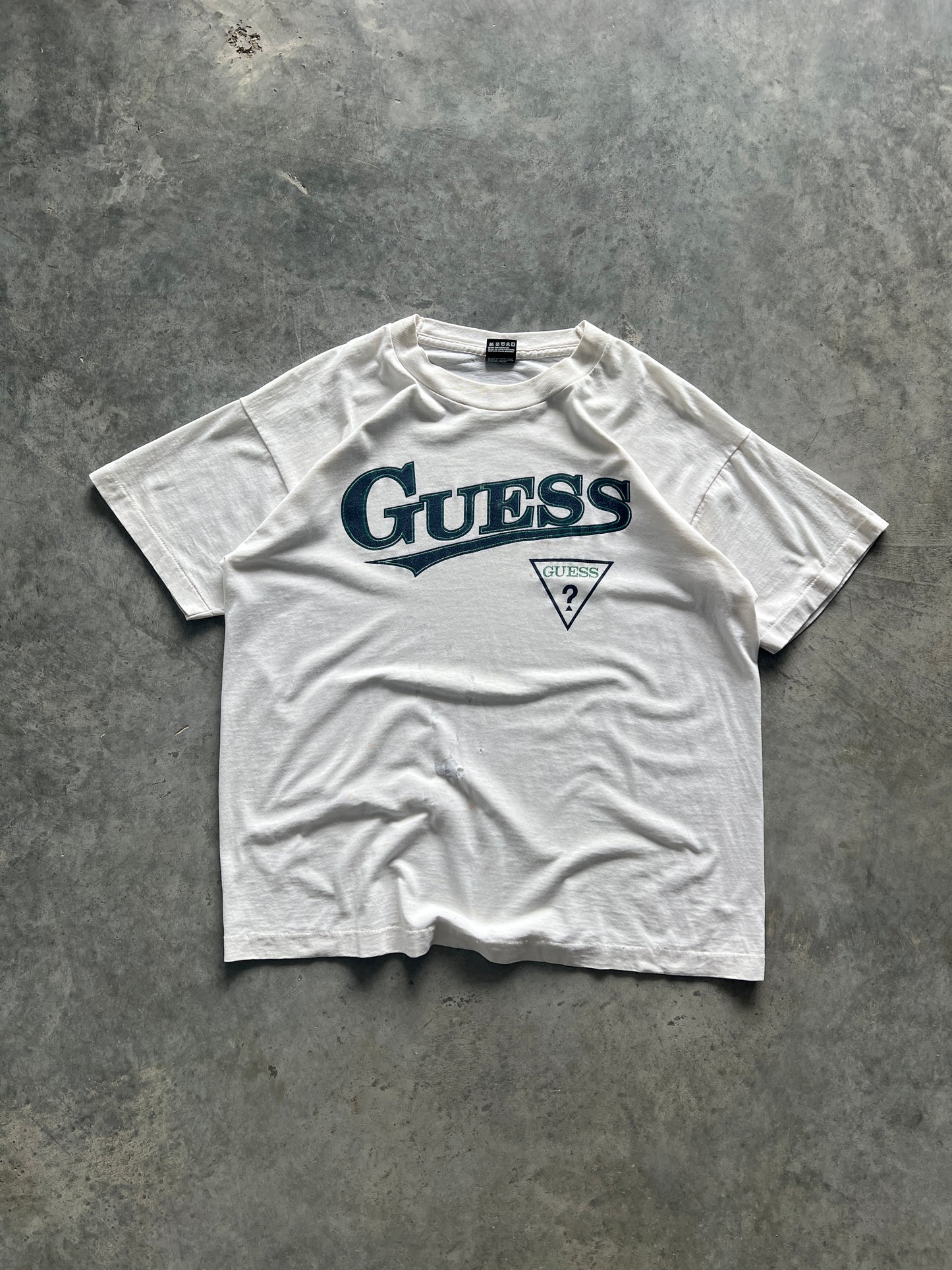 Vintage White Guess Spellout Shirt - XL