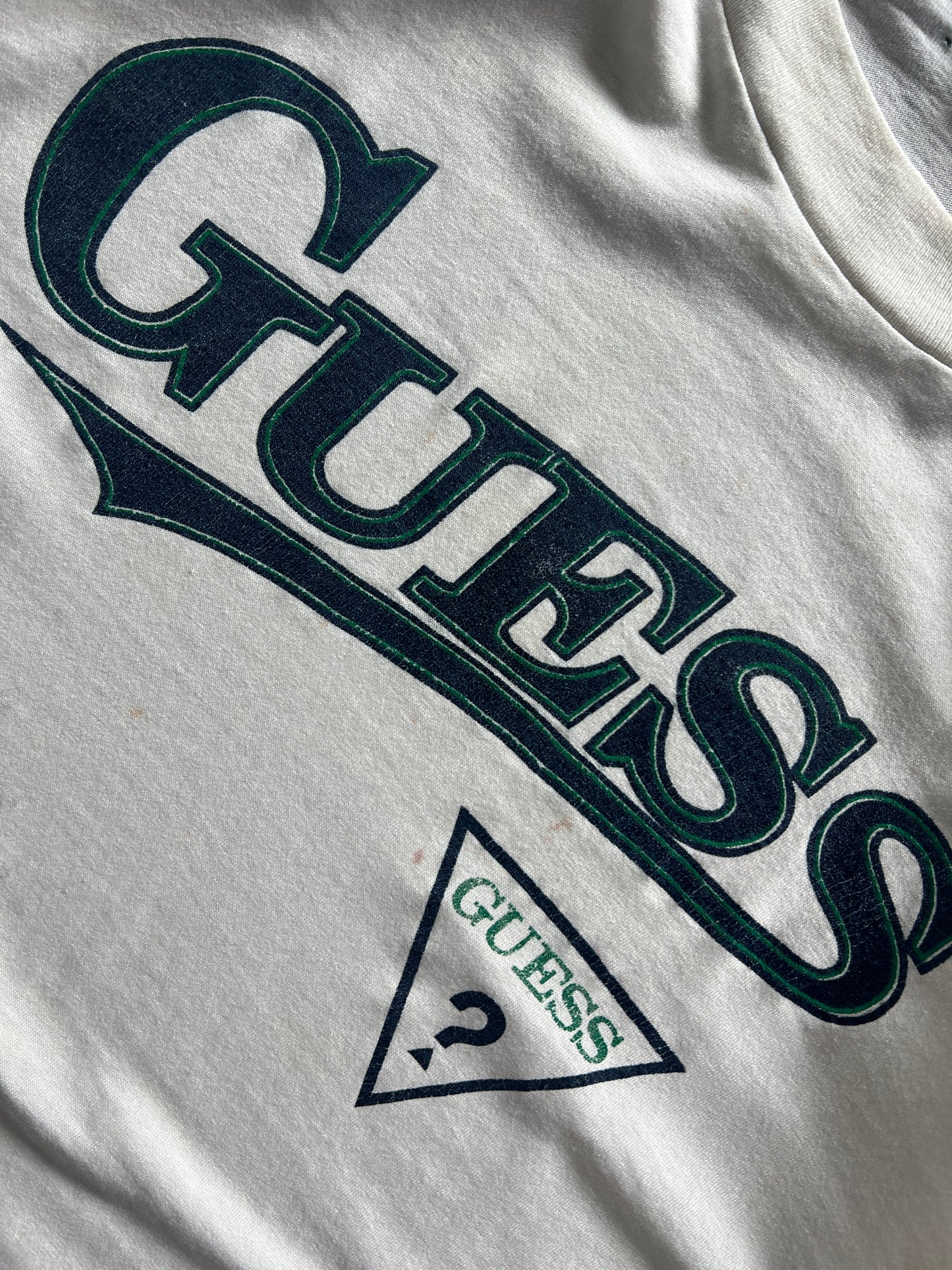 Vintage White Guess Spellout Shirt - XL