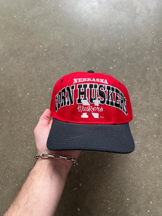 Vintage Red Nebraska Snapback Hat