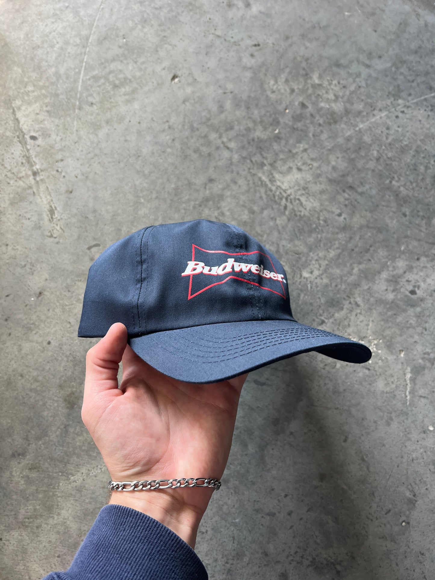 Vintage Blue Budweiser Spellout Hat