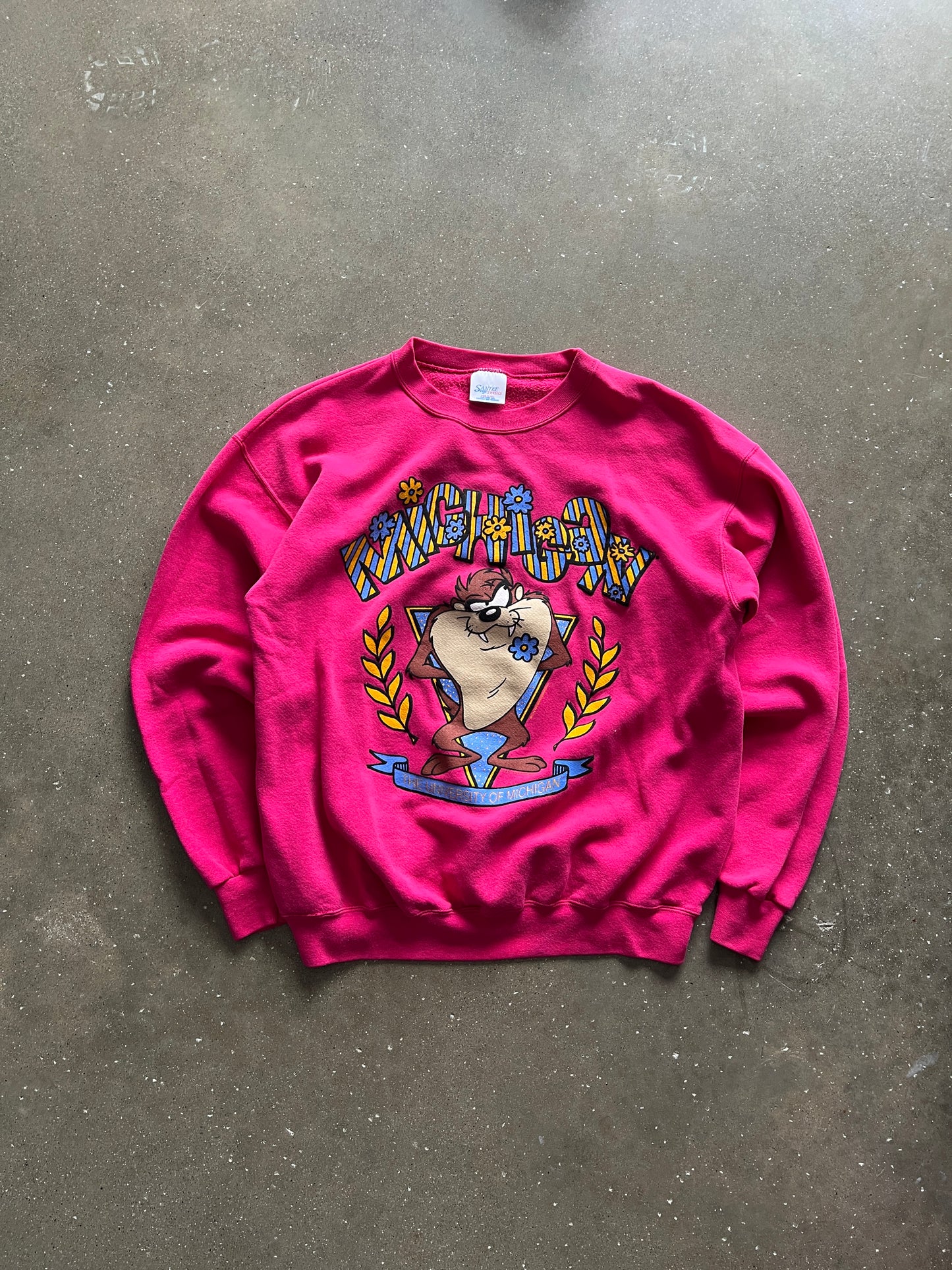 Vintage Pink Taz Graphic Crew - L