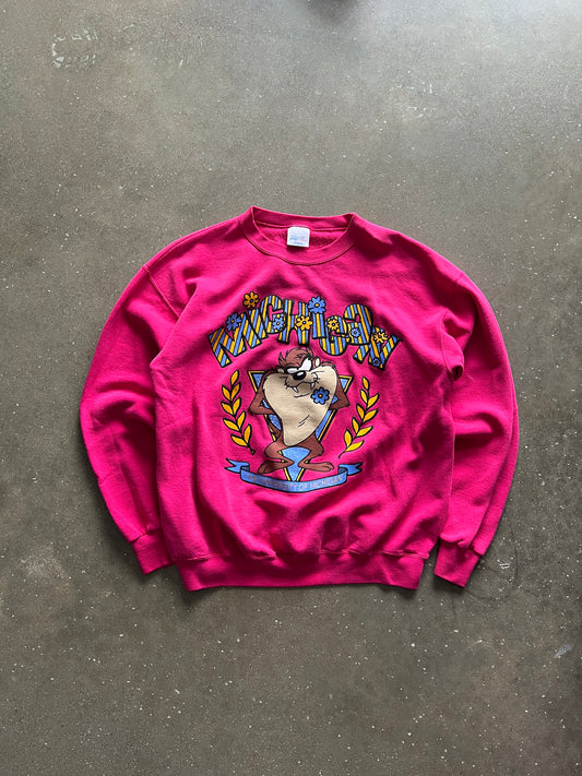 Vintage Pink Taz Graphic Crew - L