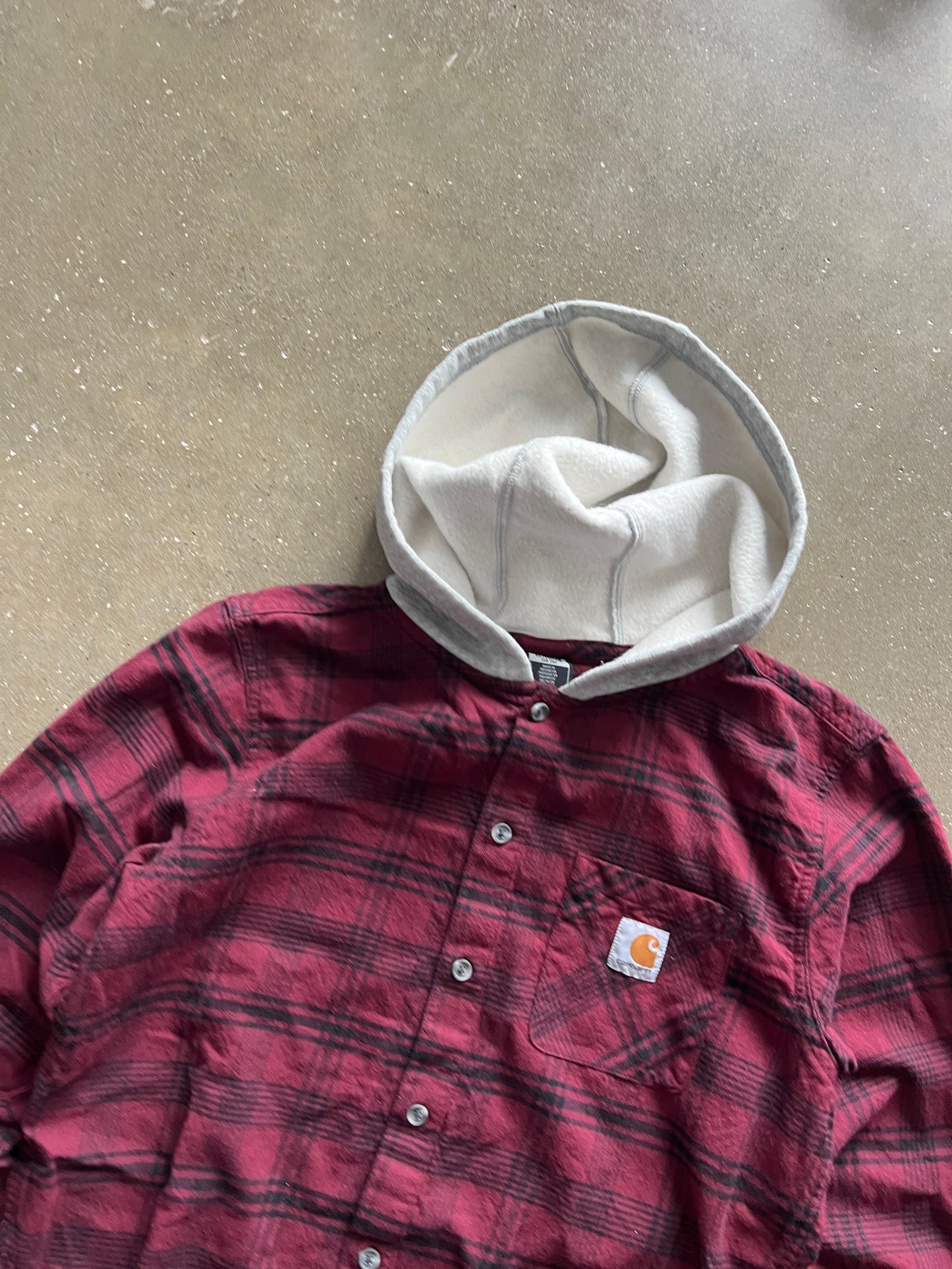 Vintage Red Carhartt Flannel Hoodie - XS
