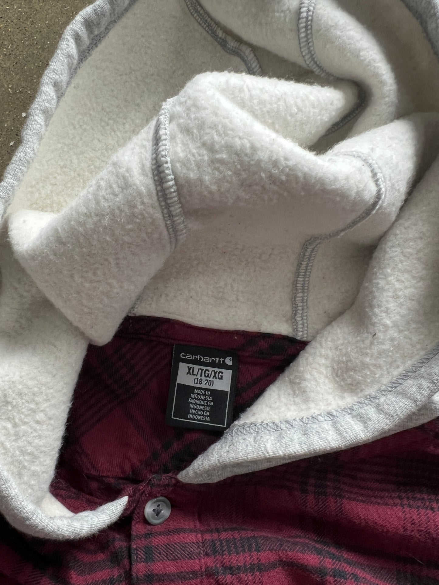 Vintage Red Carhartt Flannel Hoodie - XS