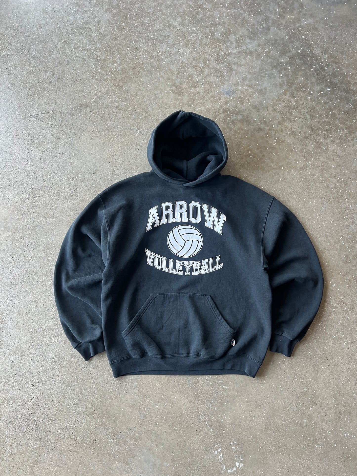 Vintage Black Russell Spellout Hoodie - L