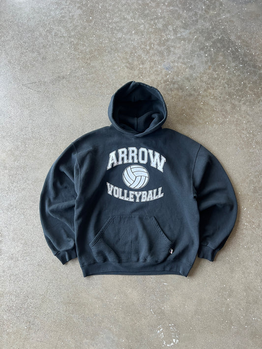 Vintage Black Russell Spellout Hoodie - L