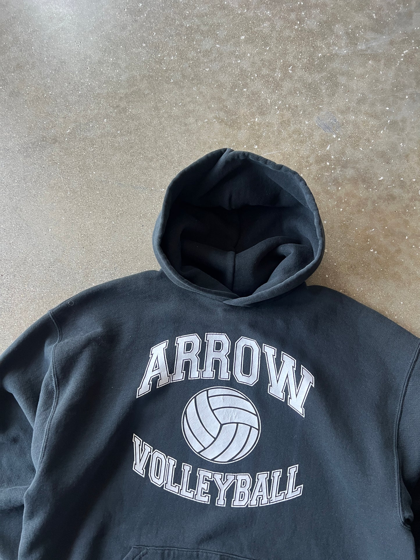 Vintage Black Russell Spellout Hoodie - L