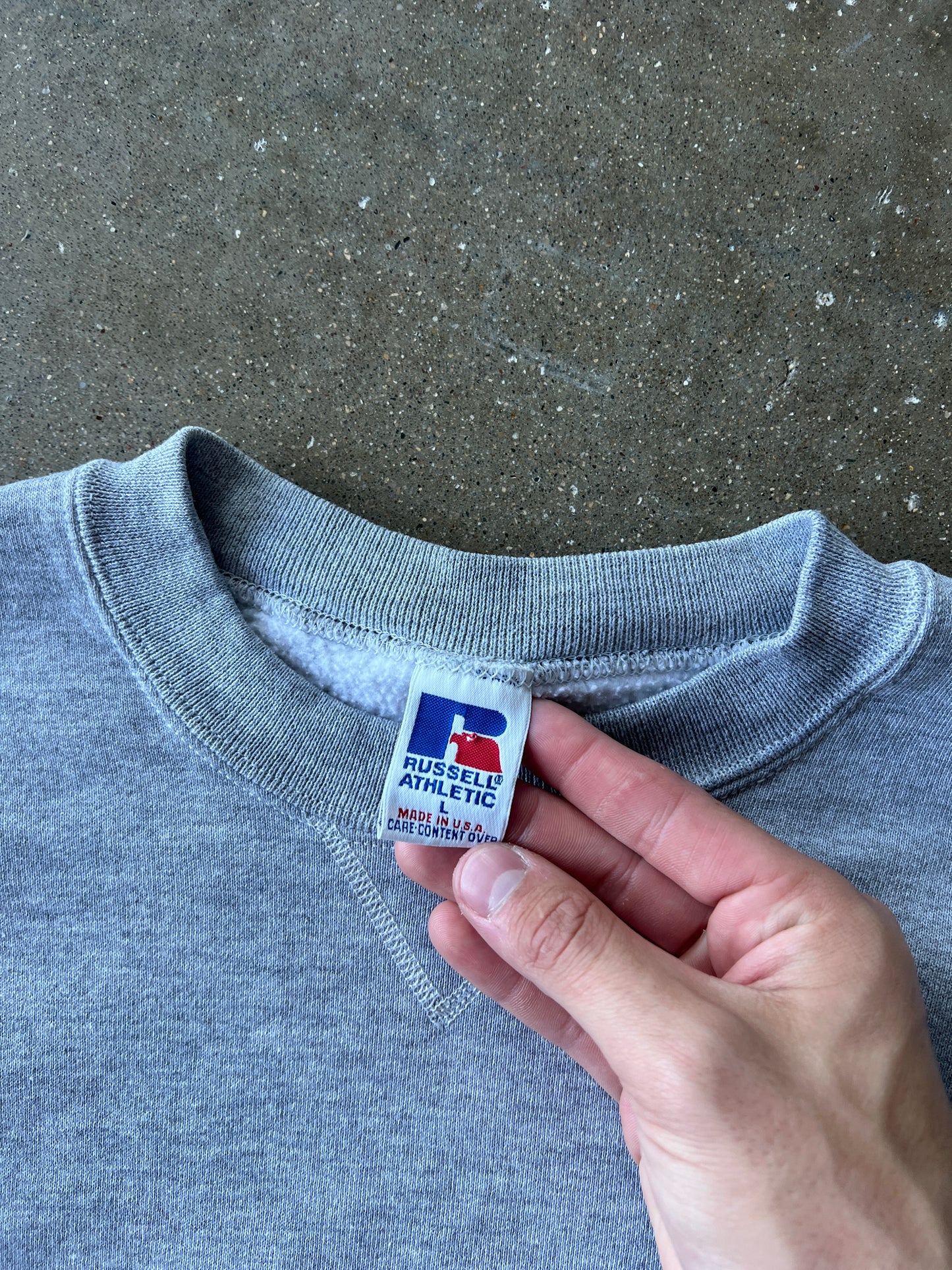 Vintage Heather Grey Russell Crew - L