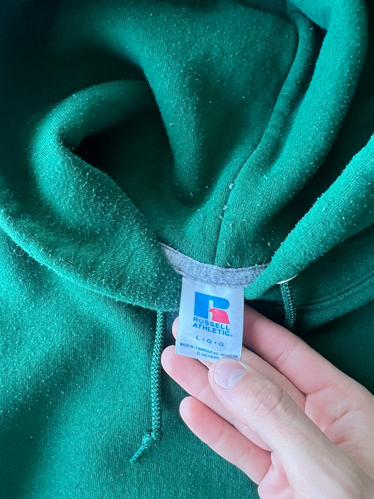 Vintage Emerald Green Russell Hoodie - L