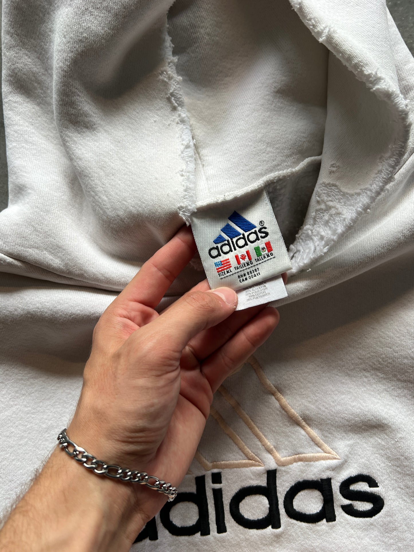 Vintage Adidas Spellout Hoodie - XL