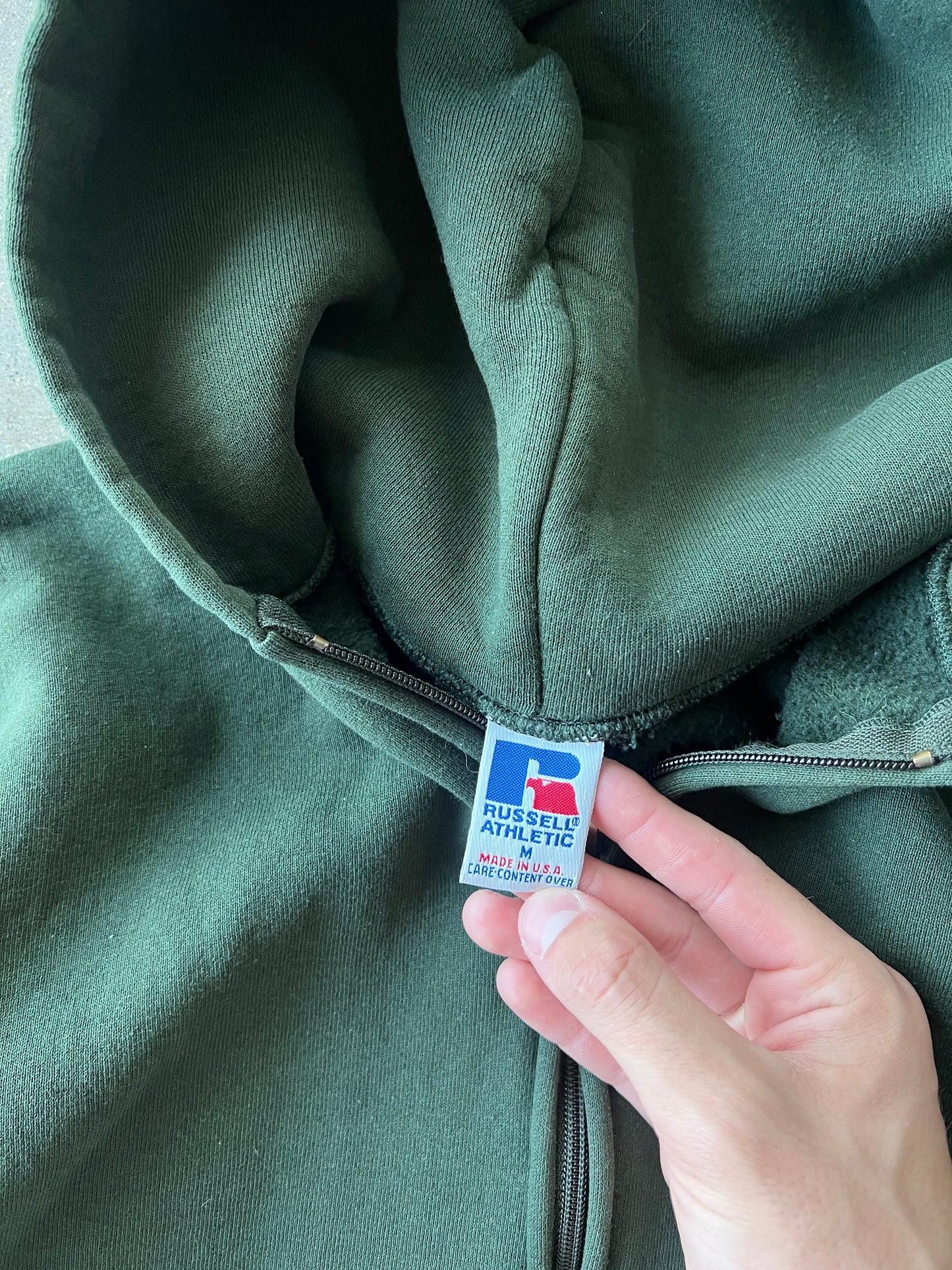 Vintage Dark Green Russell Athletic Hoodie - M
