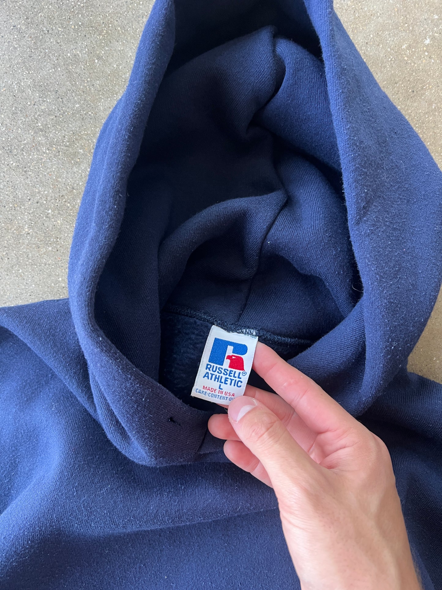 Vintage Navy Blue Russell Athletic Hoodie - L
