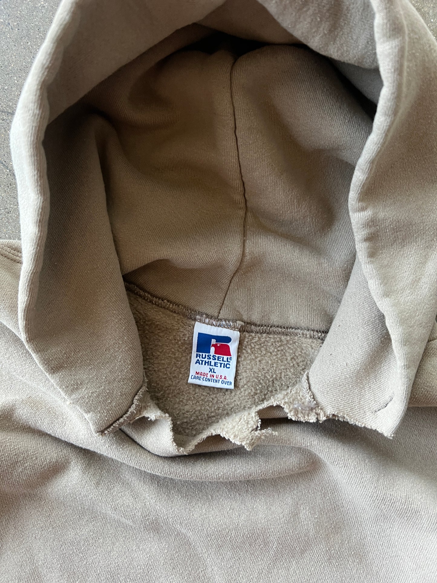 Vintage Dusty Tan Russell Athletic Hoodie - XL