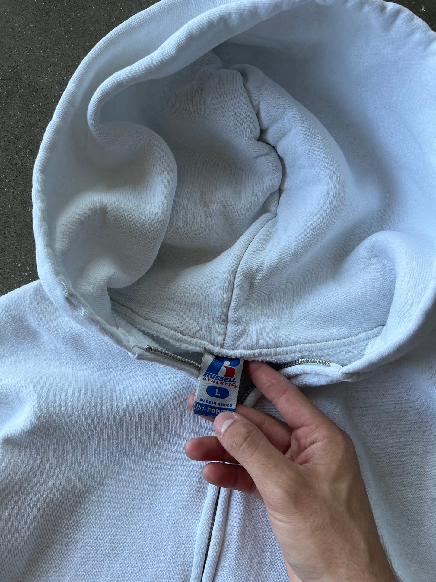 Vintage White Russell Athletic Hoodie - L