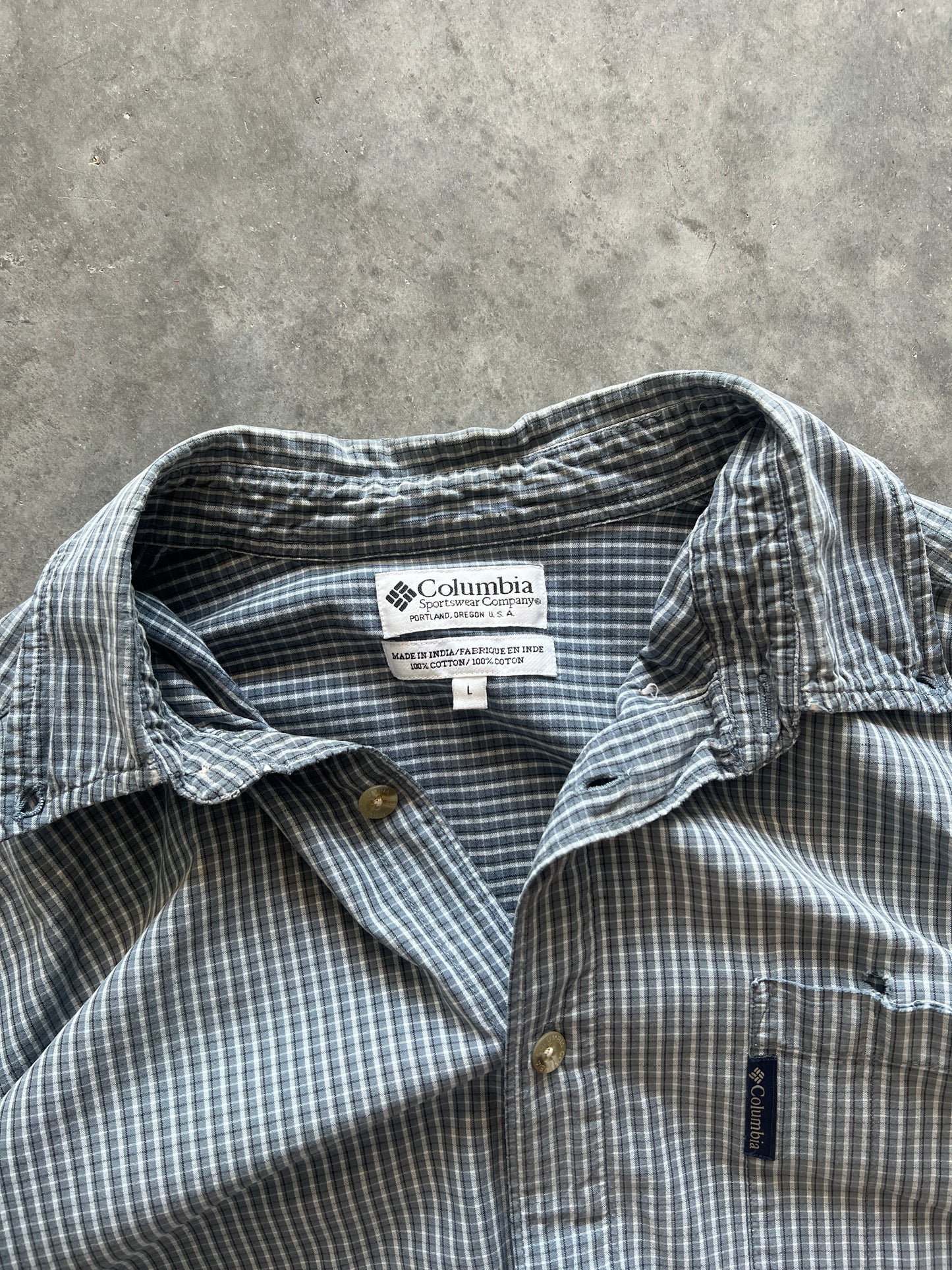 Vintage Faded Columbia Button Down Shirt - XL