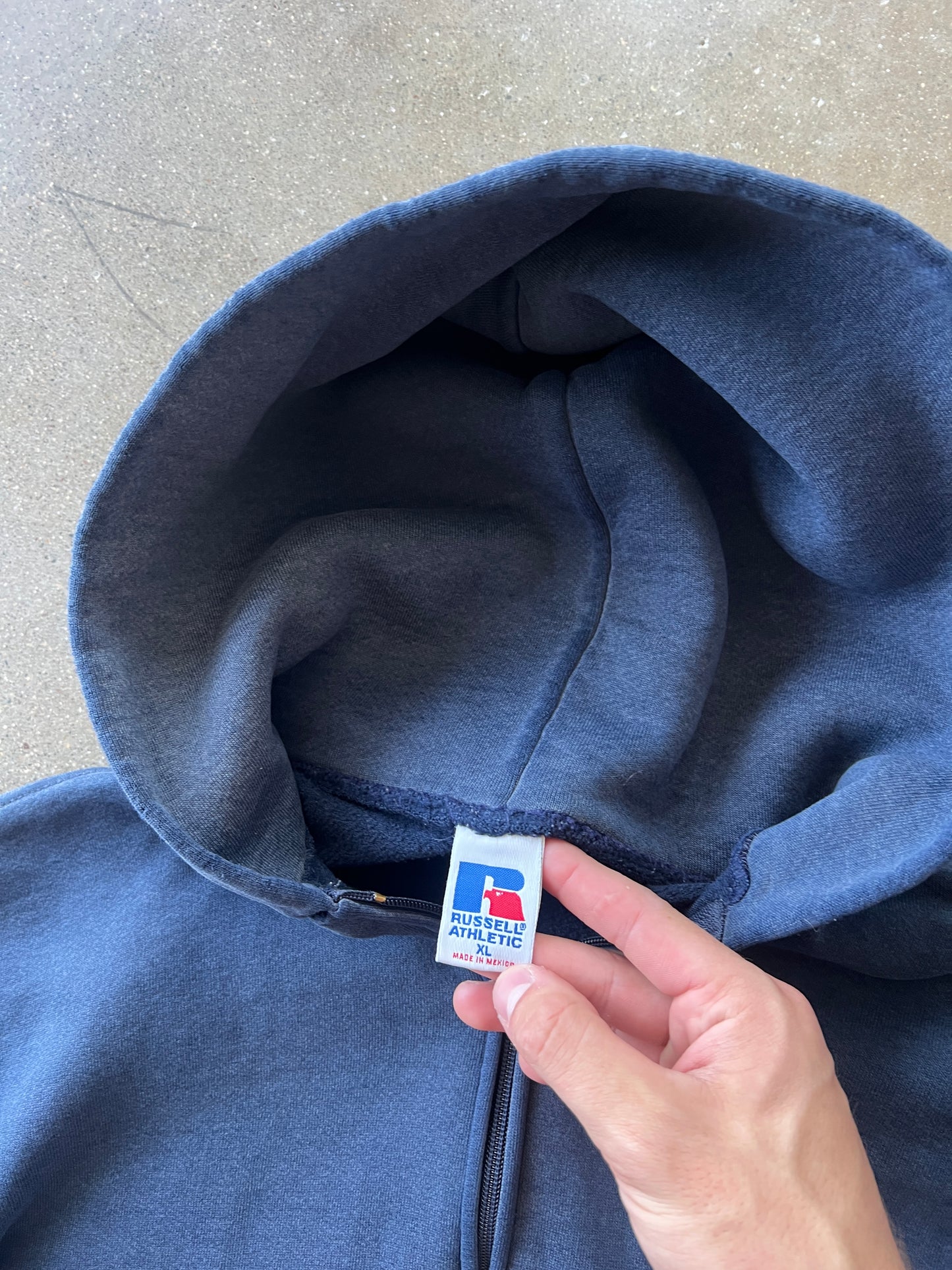 Vintage Navy Blue Russell Athletic Hoodie - XL