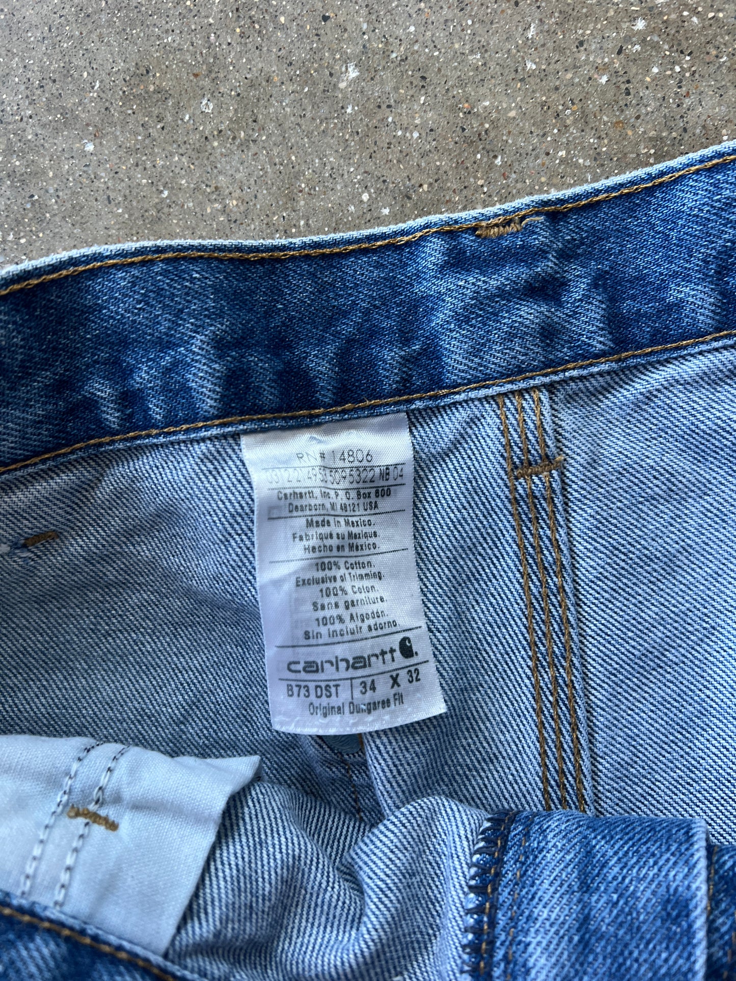 Vintage Denim Blue Carhartt Double-Knee Pants - 34x32