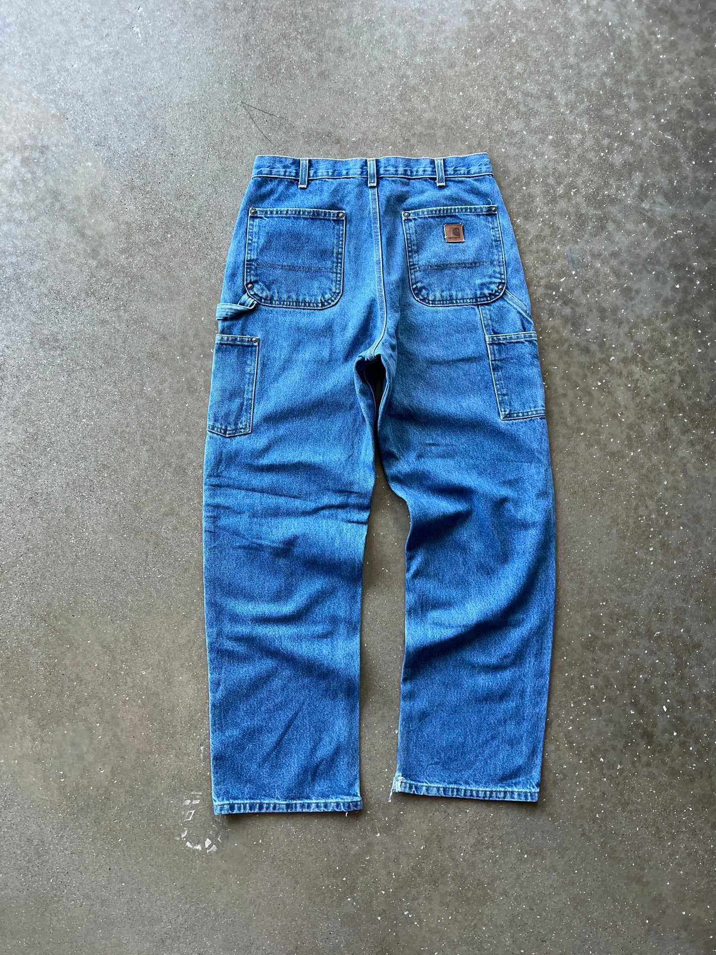 Vintage Denim Blue Carhartt Double-Knee Pants - 34x32