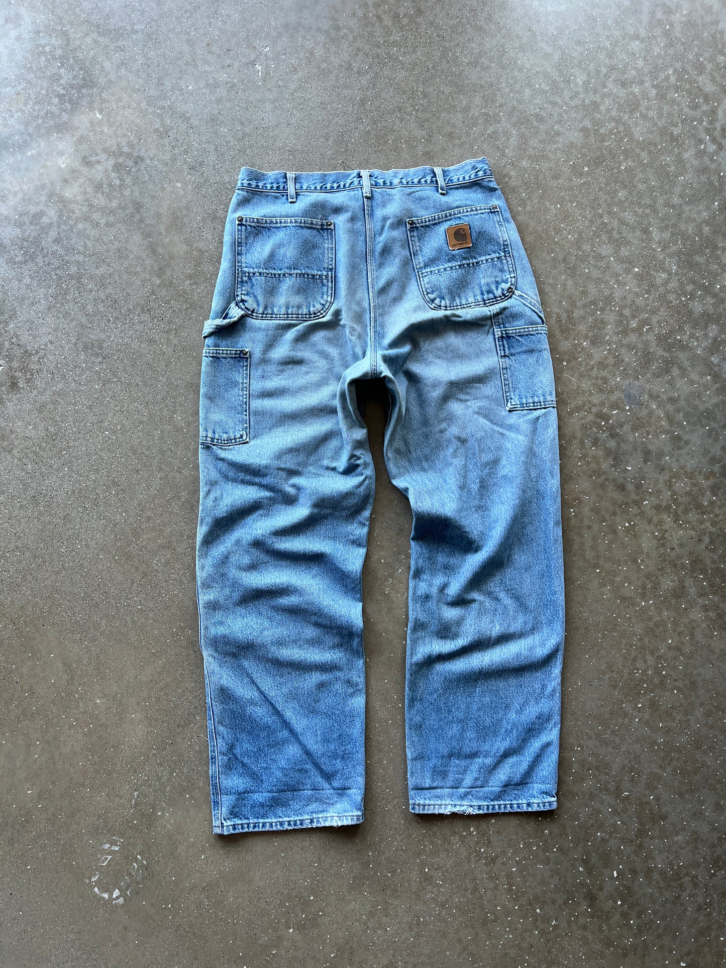 Vintage Faded Blue Carhartt Double Knee Pants - 36x32