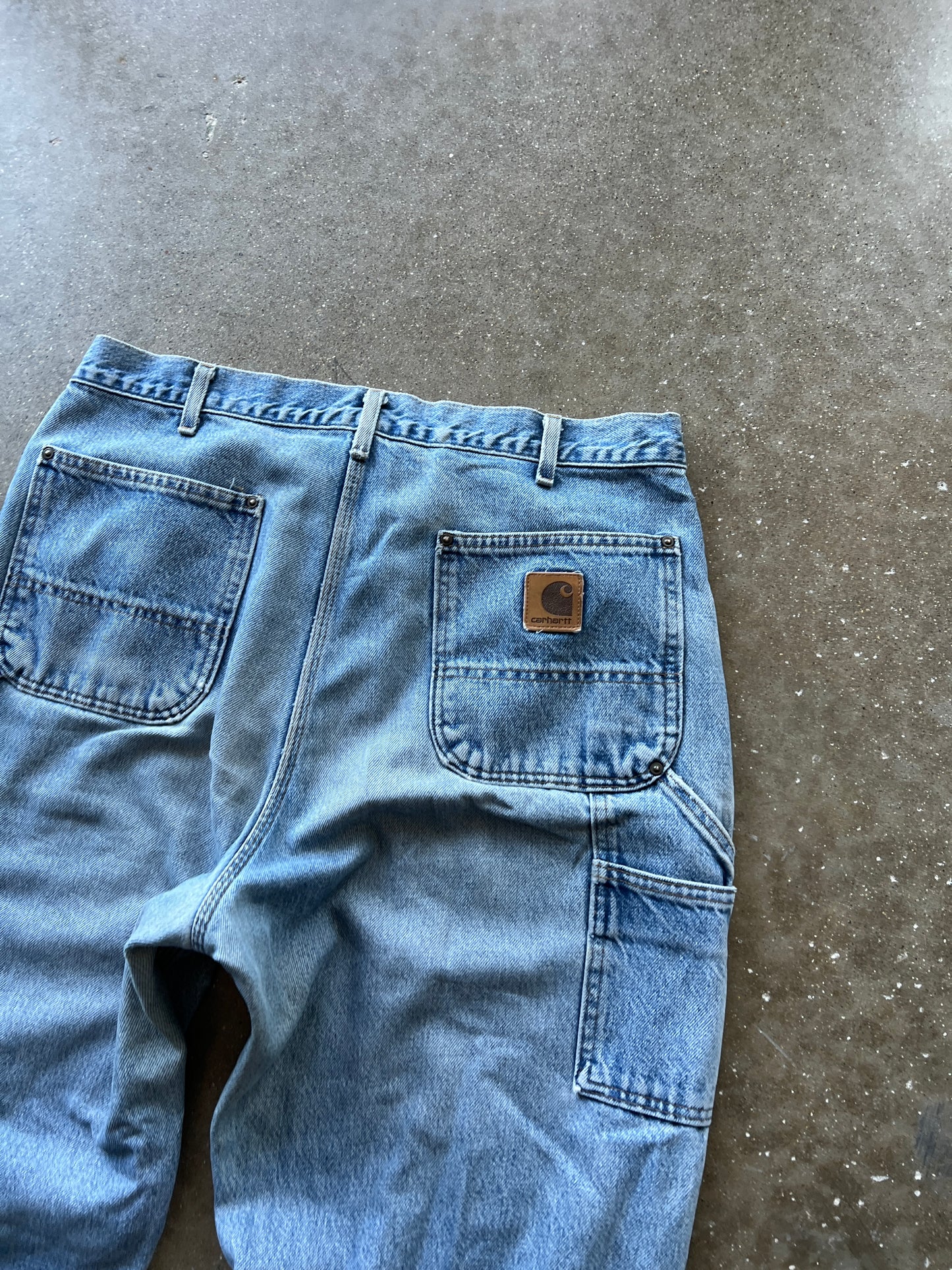 Vintage Faded Blue Carhartt Double Knee Pants - 36x32