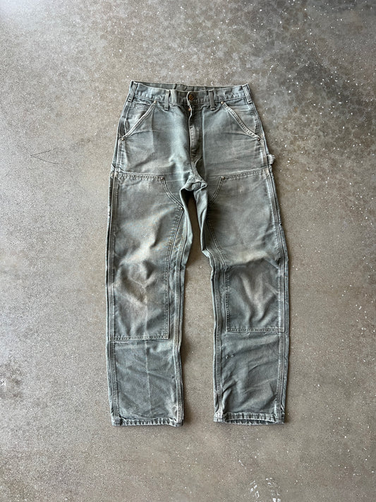 Vintage Faded Green Carhartt Double Knee Pants - 30x32