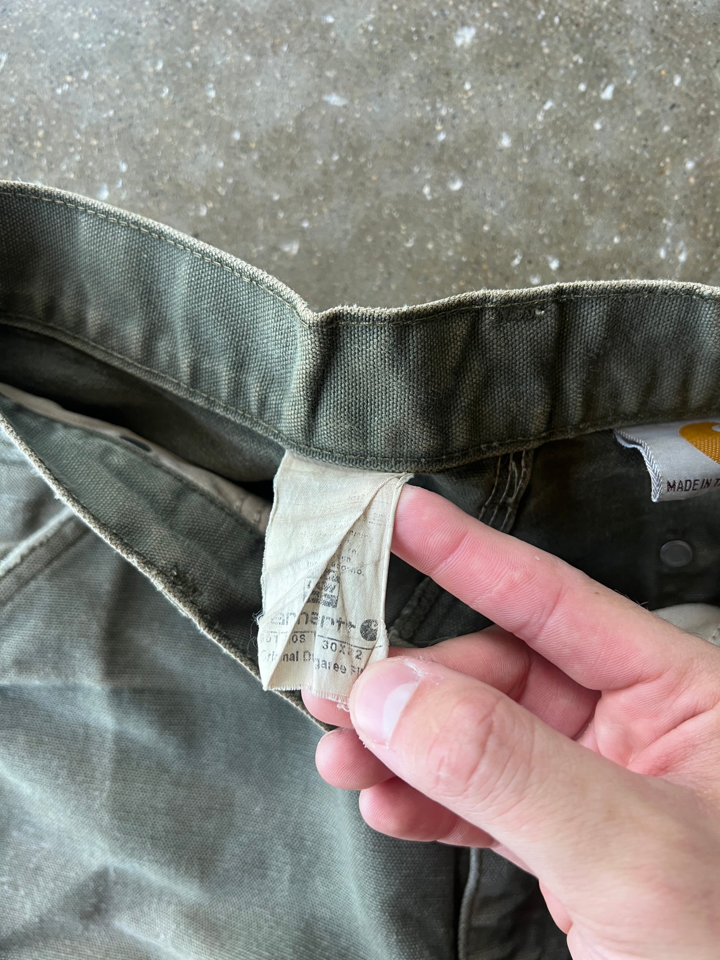 Vintage Faded Green Carhartt Double Knee Pants - 30x32