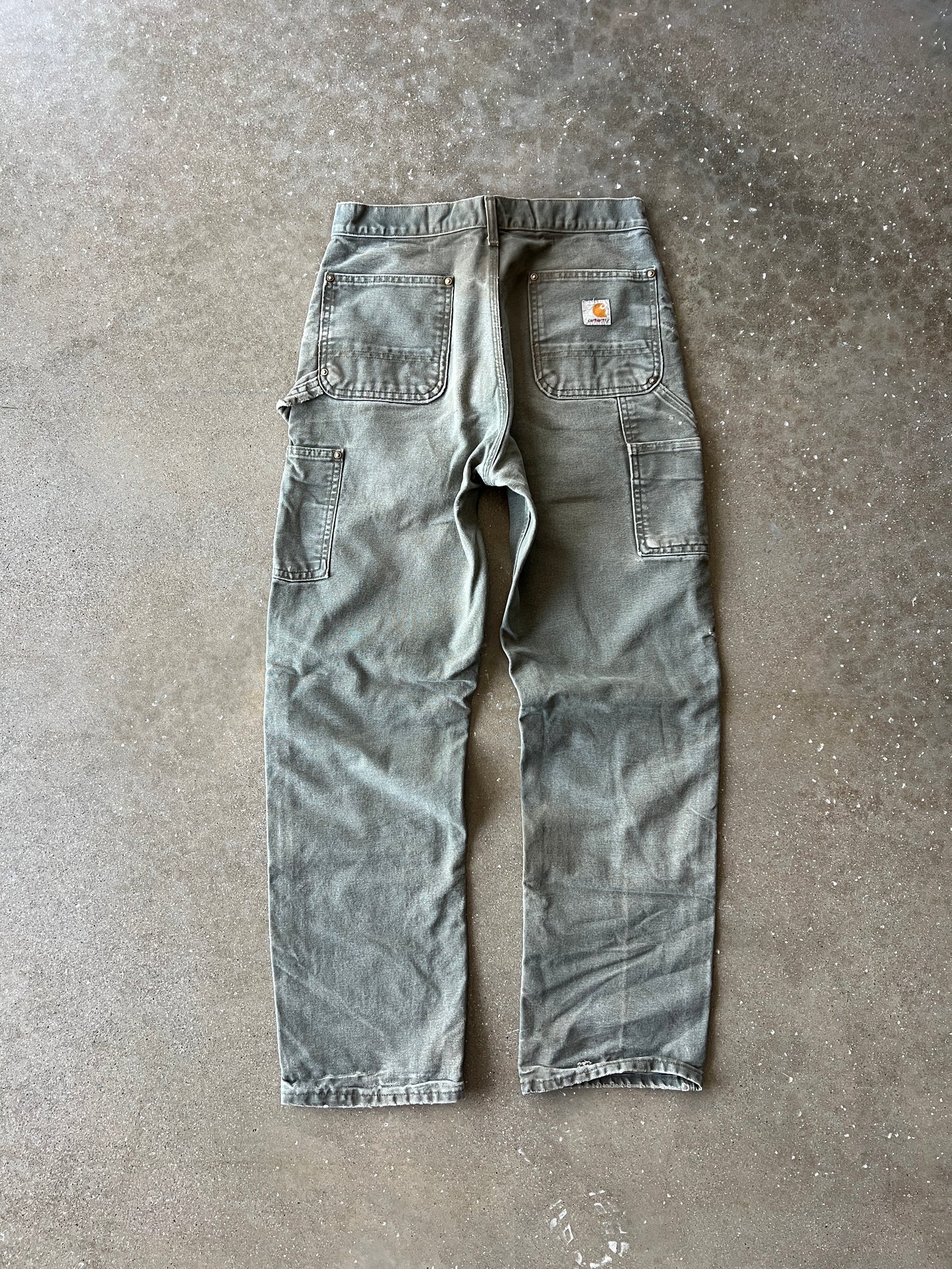 Vintage Faded Green Carhartt Double Knee Pants - 30x32