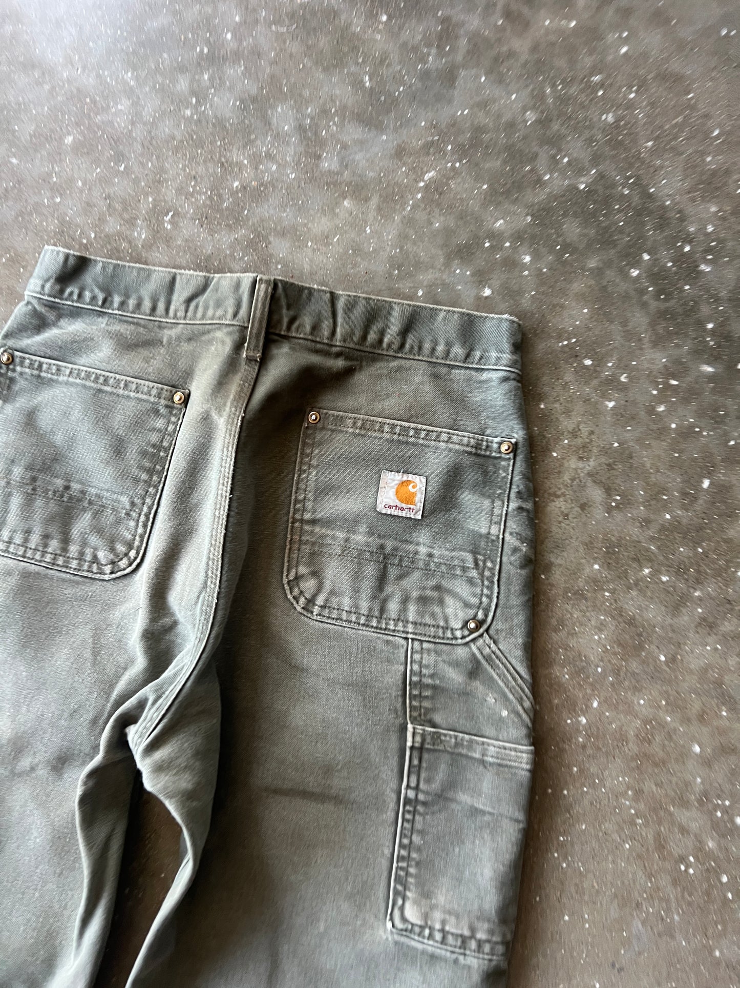Vintage Faded Green Carhartt Double Knee Pants - 30x32