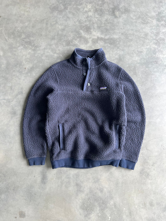 Vintage Navy Blue Patagonia Button Snap Fleece - M