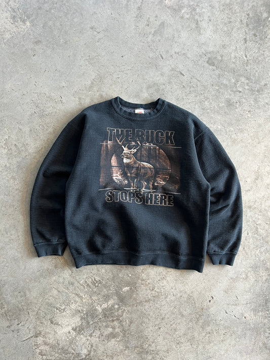 Vintage Faded Black Deer Crew - M