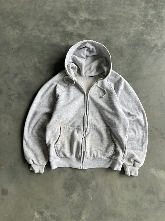 Vintage White Thermal Lined Zip Up Hoodie - M