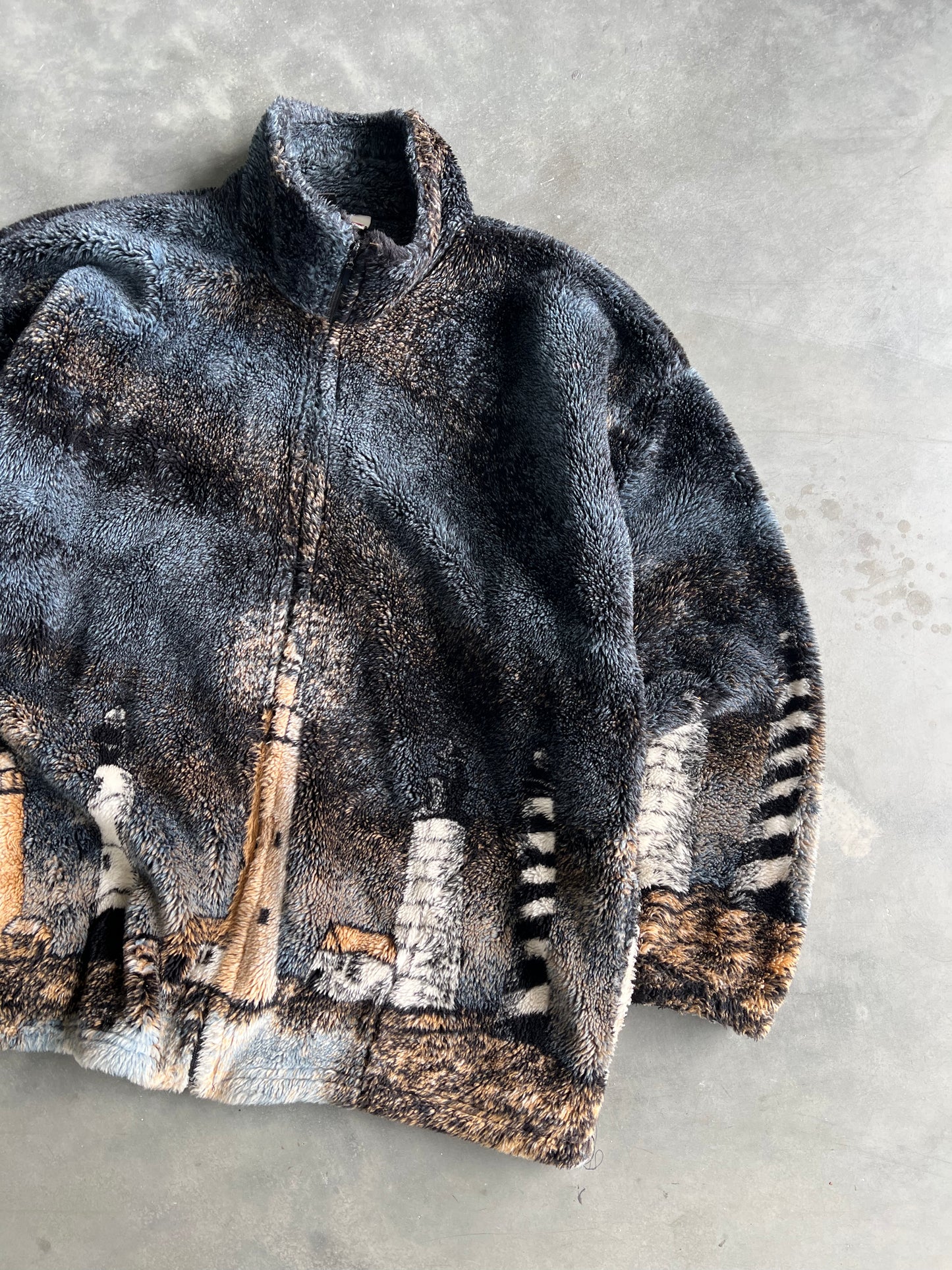 Vintage Light House Wrap Around Fleece Jacket - XXL
