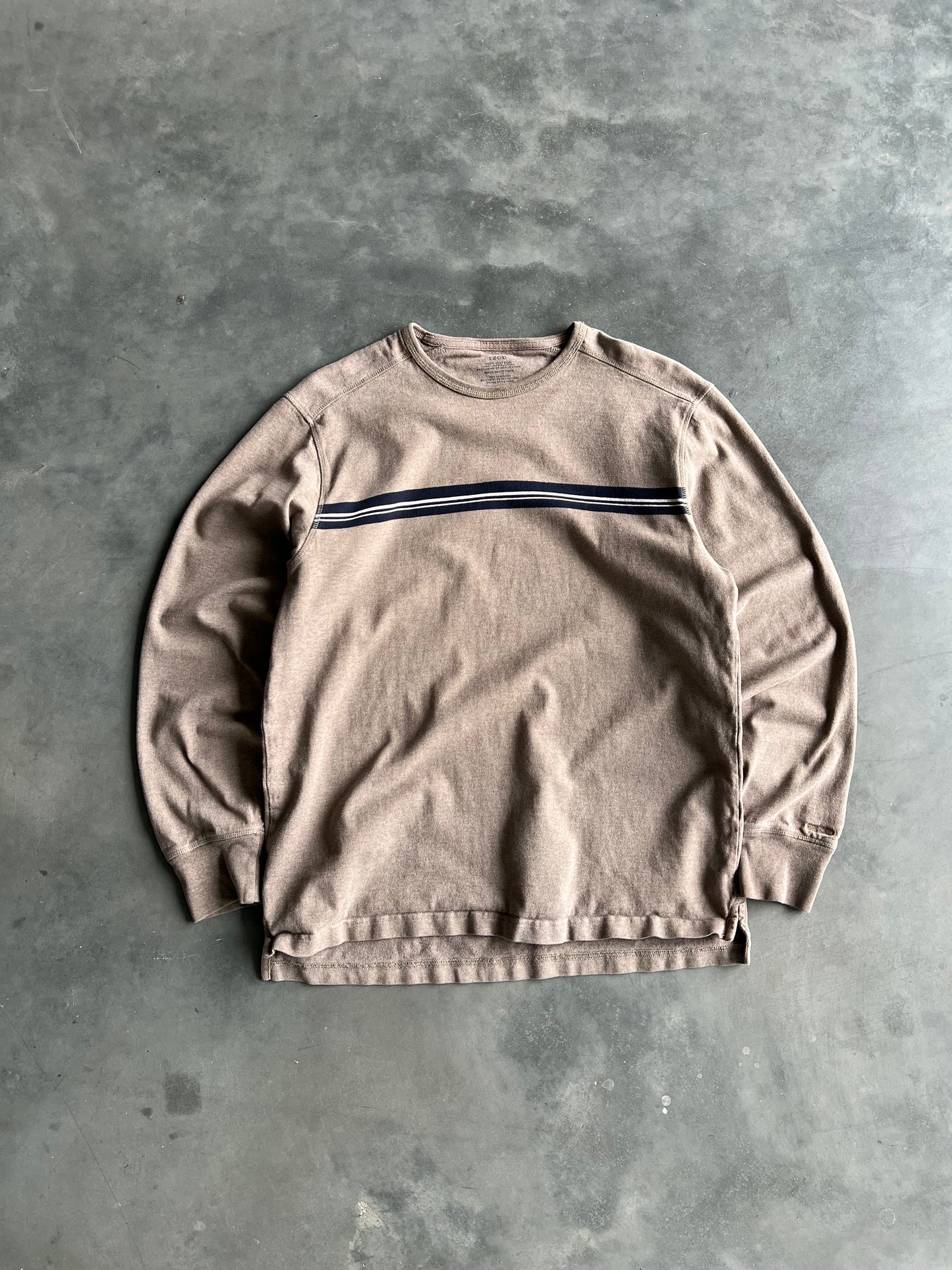 Vintage Light Brown Stripped Izod Shirt - M