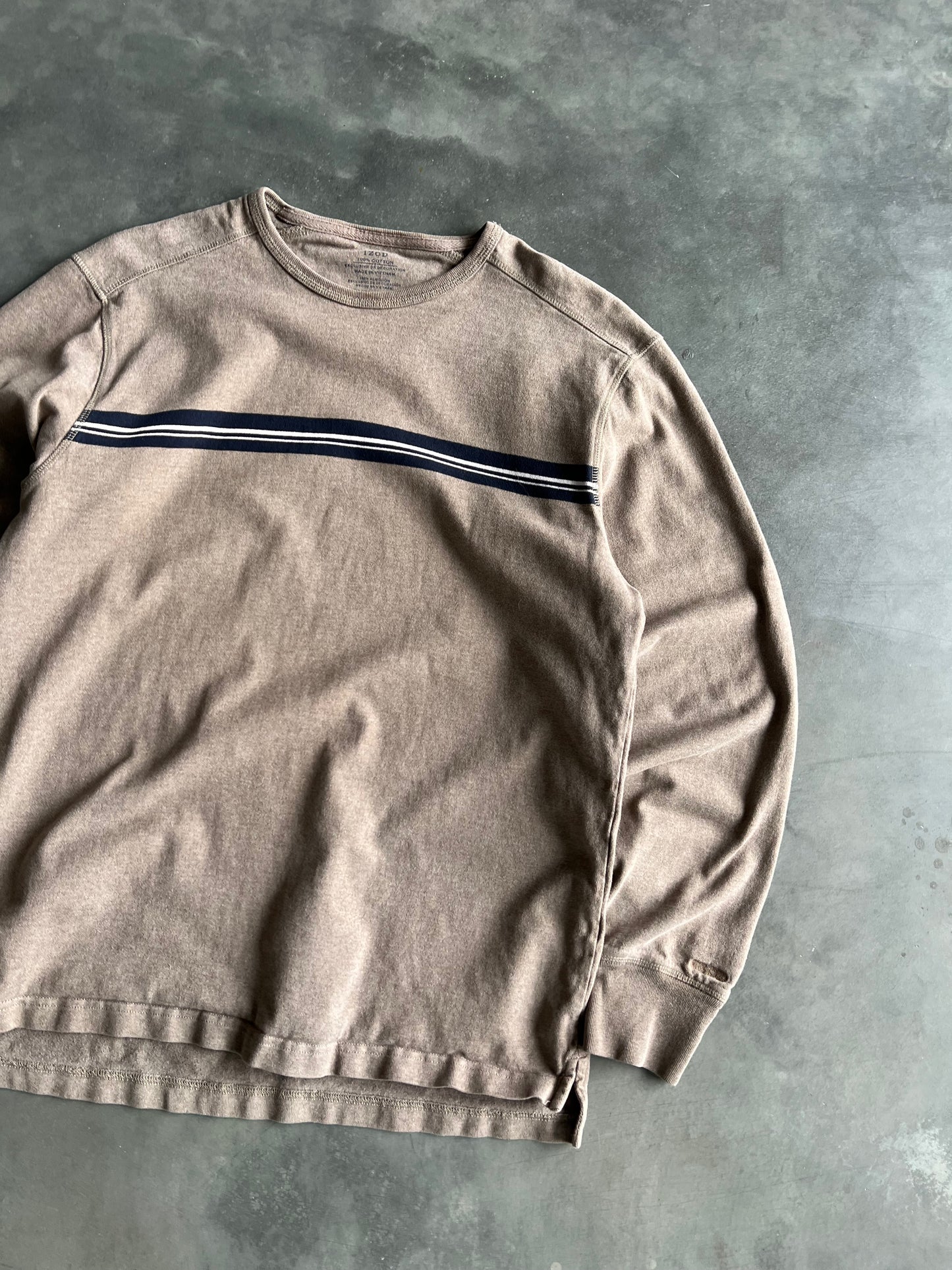 Vintage Light Brown Stripped Izod Shirt - M
