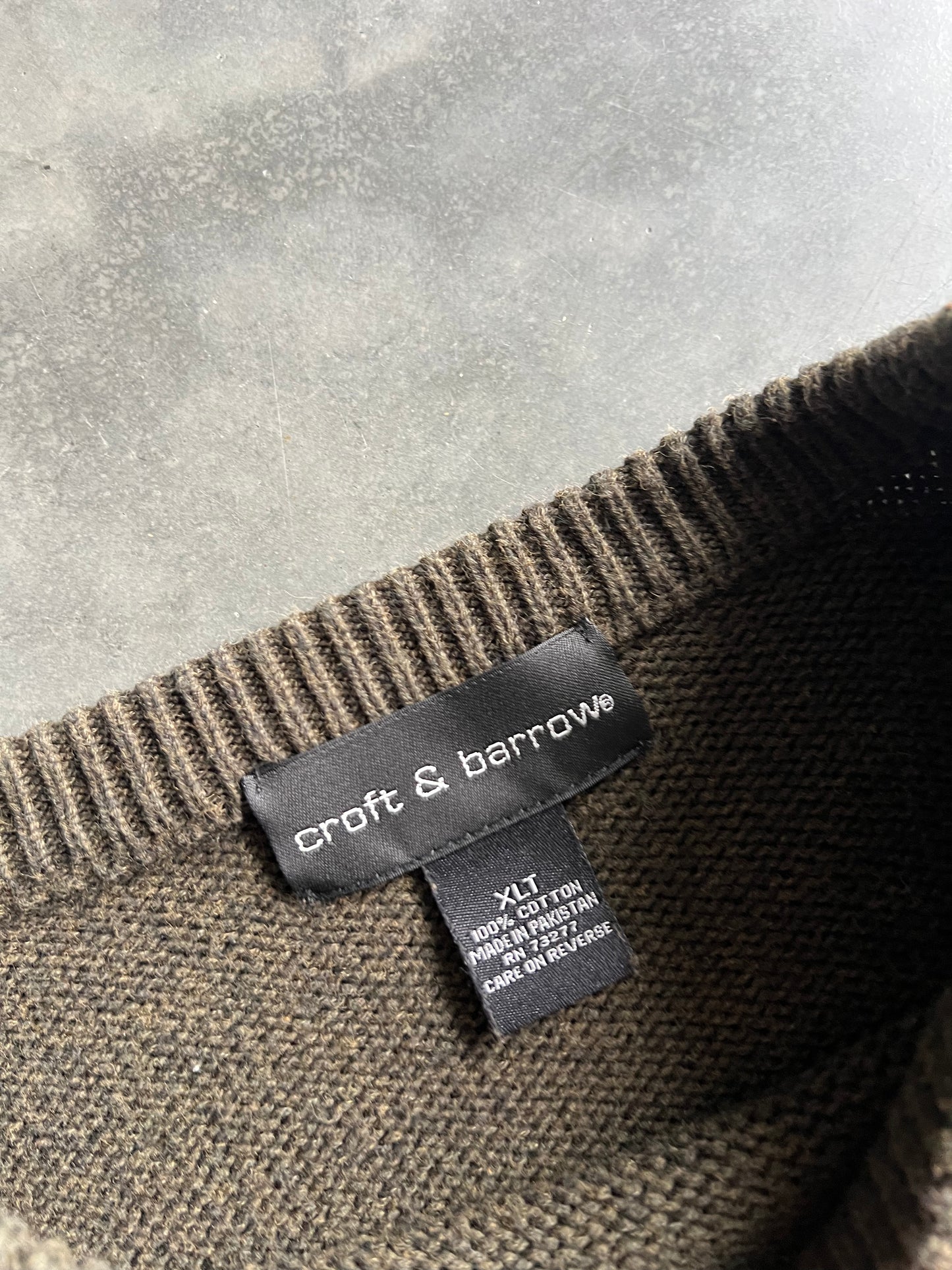Vintage Dark Green Stripped Knit Sweater - XLT