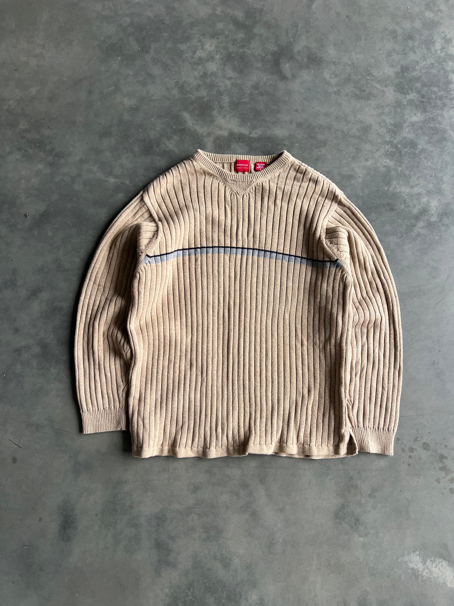 Vintage Cream Stripped Arrow Sweater - M