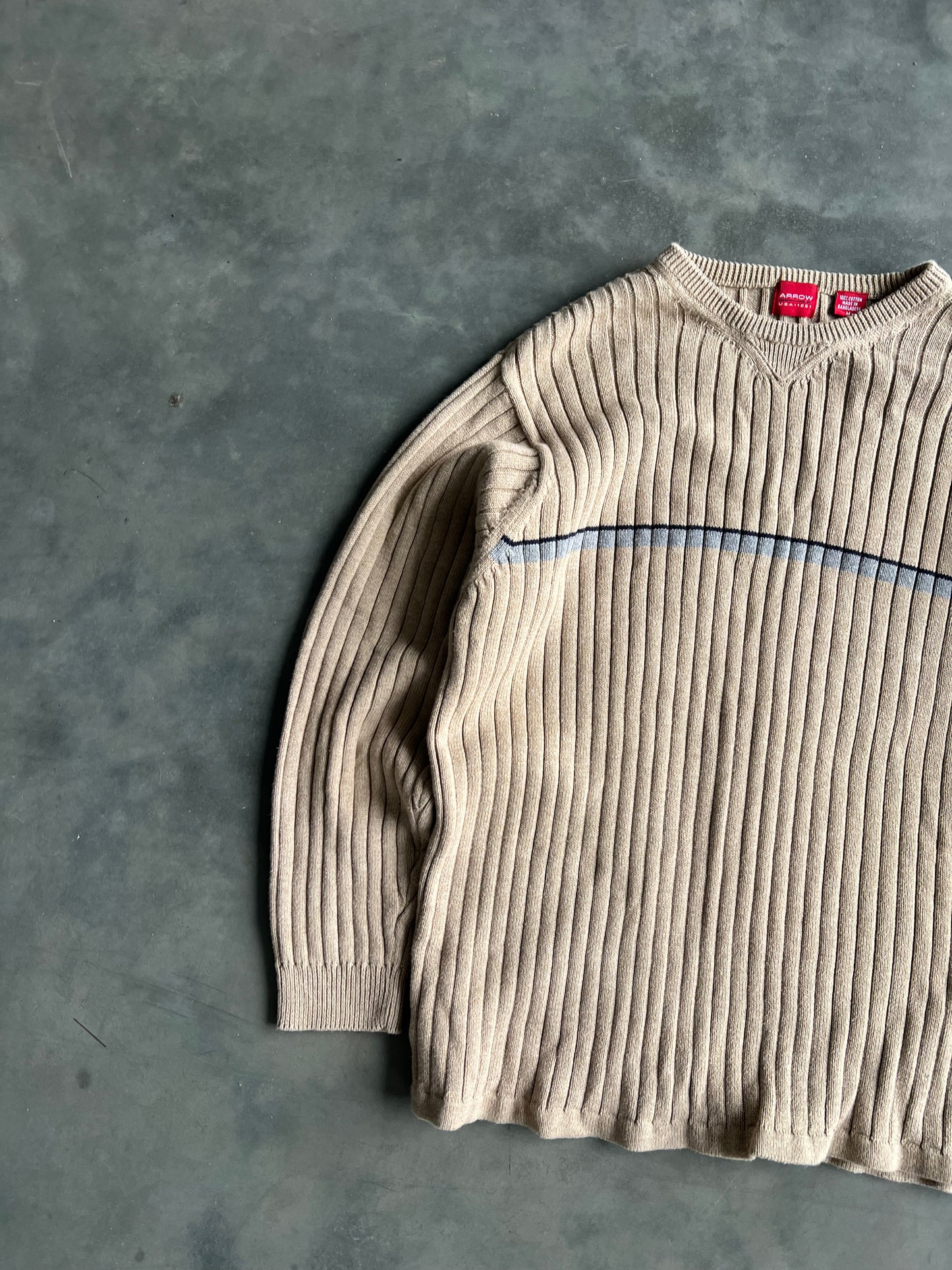 Vintage Cream Stripped Arrow Sweater - M