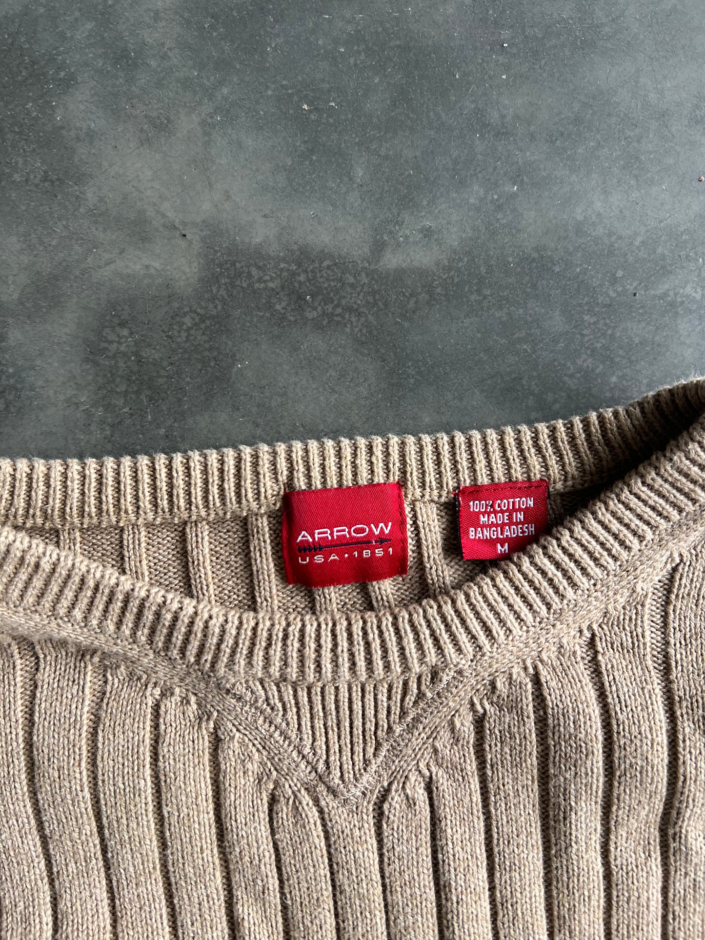 Vintage Cream Stripped Arrow Sweater - M