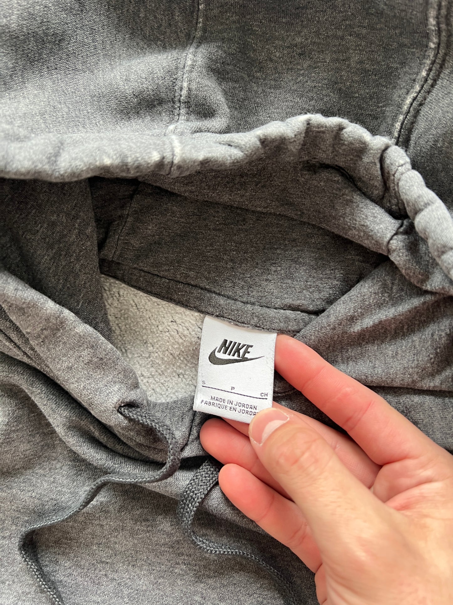 Vintage Grey Nike Swoosh Hoodie - S