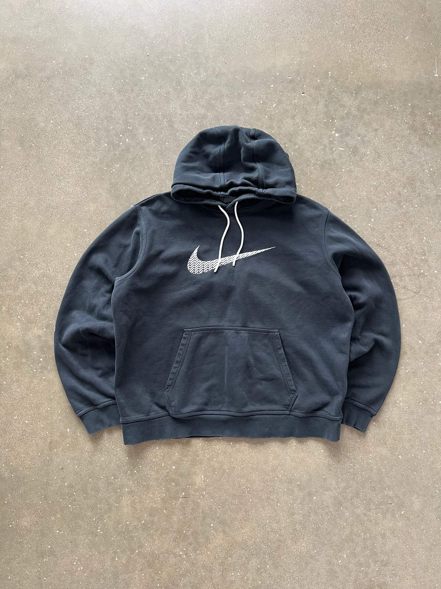 Vintage Black Nike Swoosh Hoodie - XL